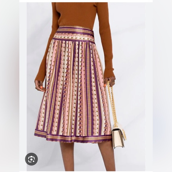 Tory Burch Silk Burnt Pleated Skirt - Picture 2 of 10